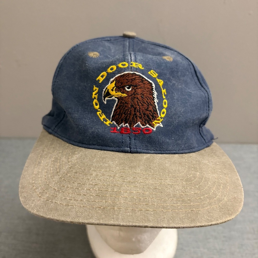 Kati Hat Men‎ OSFA Blue Iron Door Saloon Eagle Vintage 90s Distressed Strapback